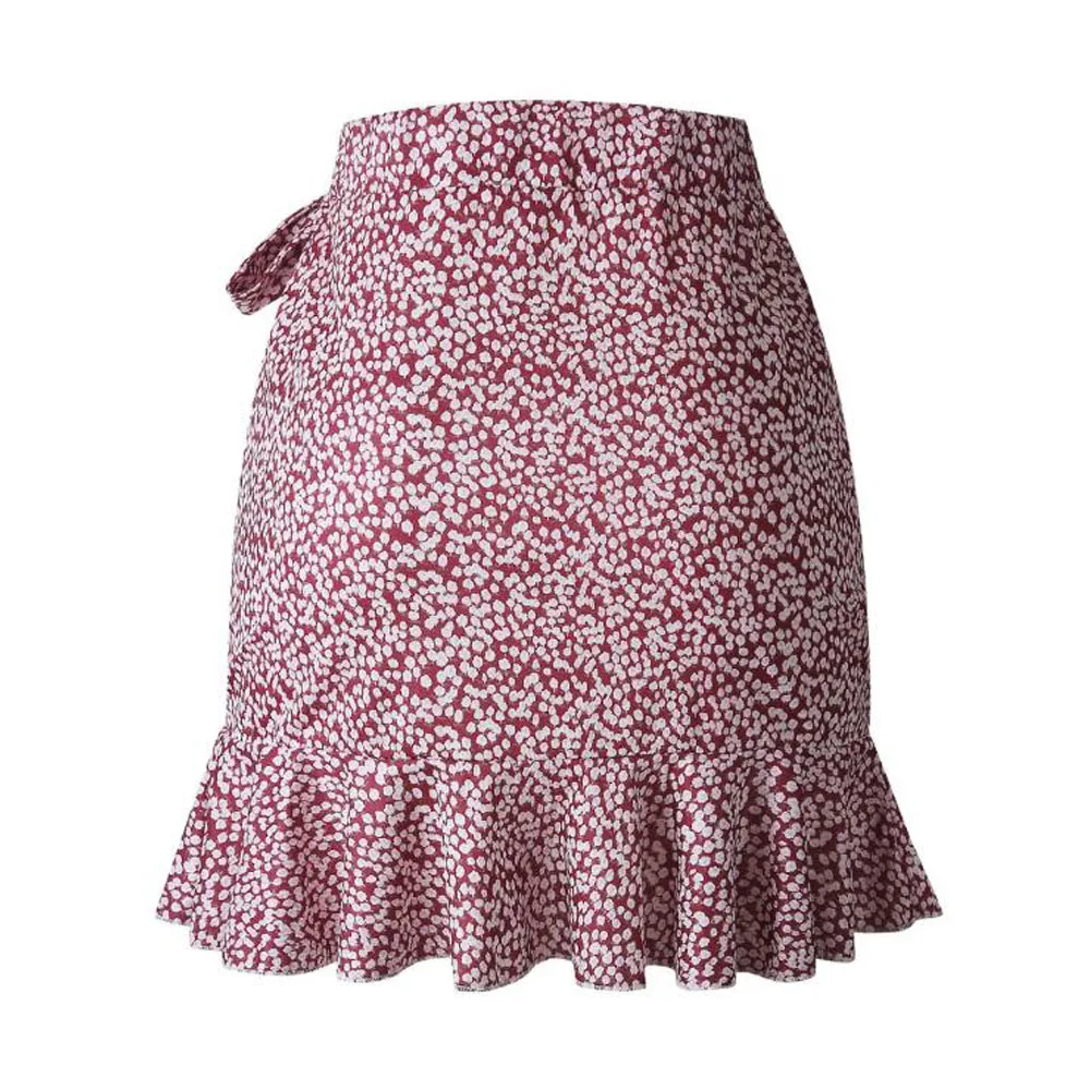 2019 юбка Женская высокая талия Повседневная короткая мини Boho пляжная закрытый