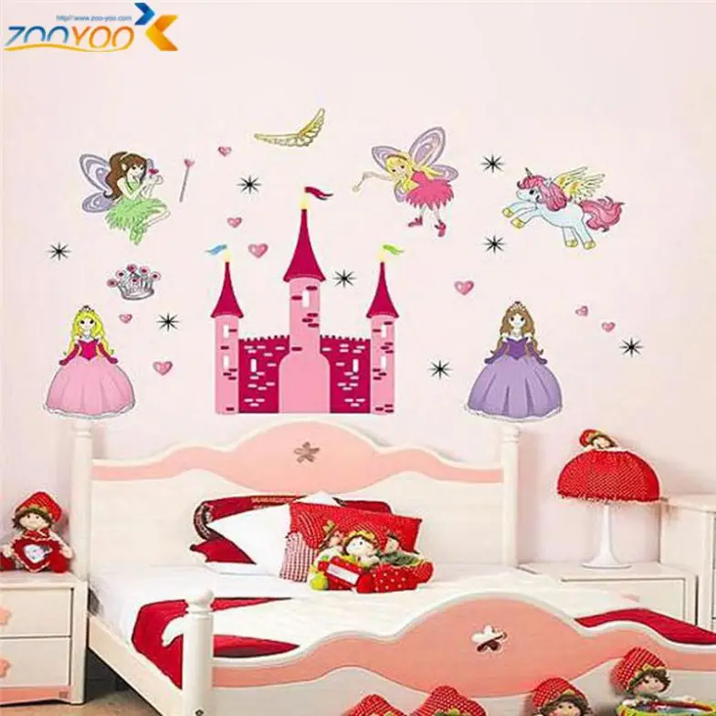 И 3D Мультяшные наклейки на стену в виде принцессы замка сердца лошади ангела для