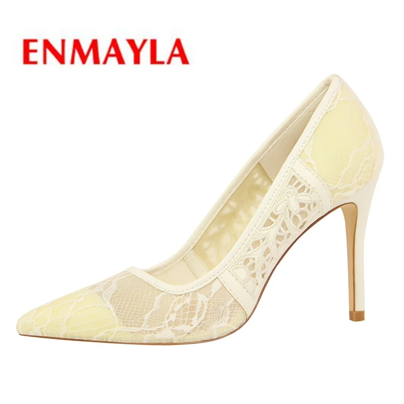 

ENMAYLA New Arrival Mesh (Air Mesh) Zapatos Mujer Tacon Women Shoes Heels Basic Pointed Toe Party Women Shoes Size 34-40 LY1162