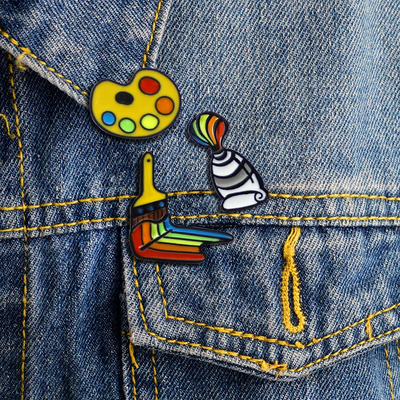 Милый Цвет палитра щетка насадка комплект из 3 предметов Брошка мультфильм