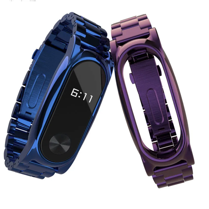 Металлический ремешок для Xiaomi Mi Band 3 браслет из нержавеющей стали без винтов
