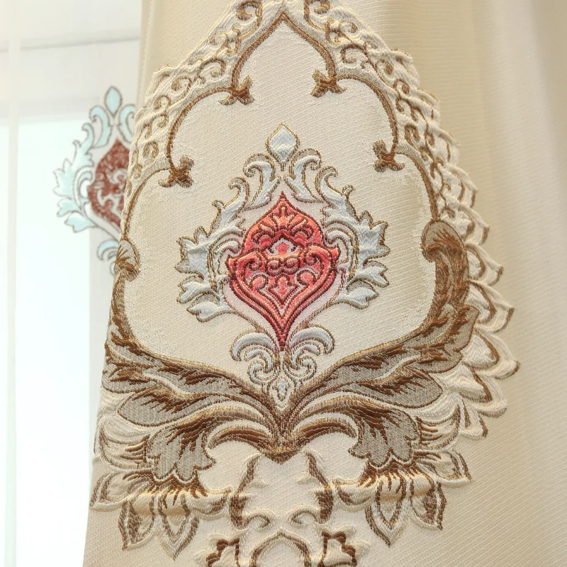 Европейские Роскошные затемняющие жаккардовые шторы с вышивкой оконные