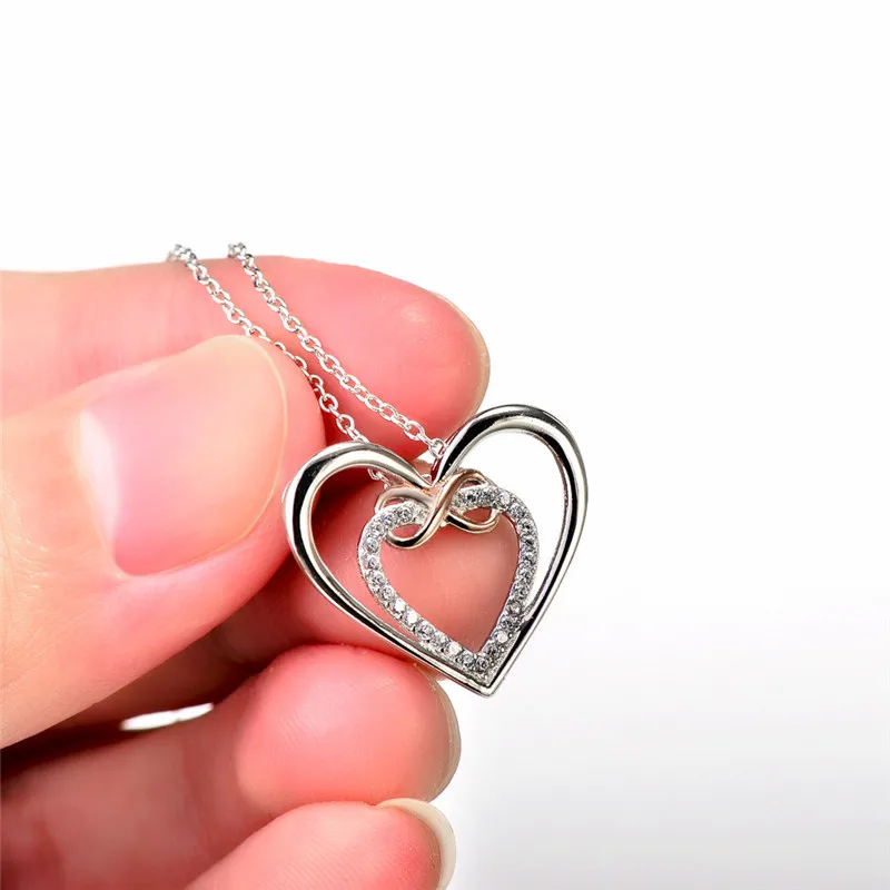 BESTLYBUY Настоящее серебро 925 пробы элегантный Кулон Бесконечность Любовь Двойное