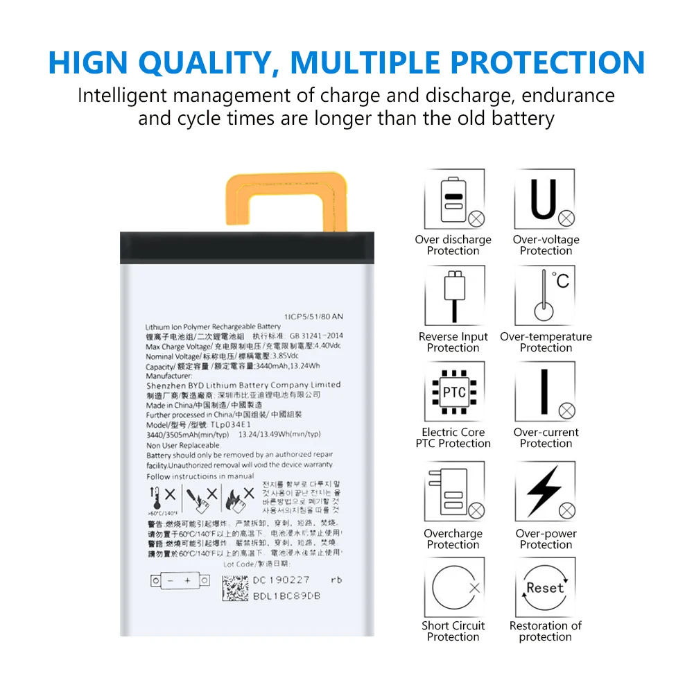 3 85 V 3440mAh TLp034E1 литий ионный Мобильный телефон батареи + инструменты для фиксации