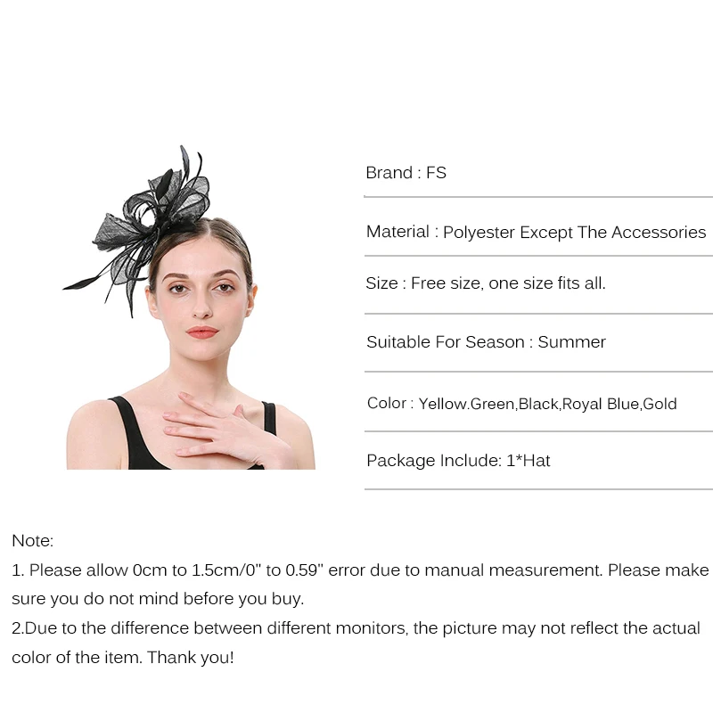 Женские головные уборы FS charnator элегантные с перьями и цветами шляпа Hedaband для