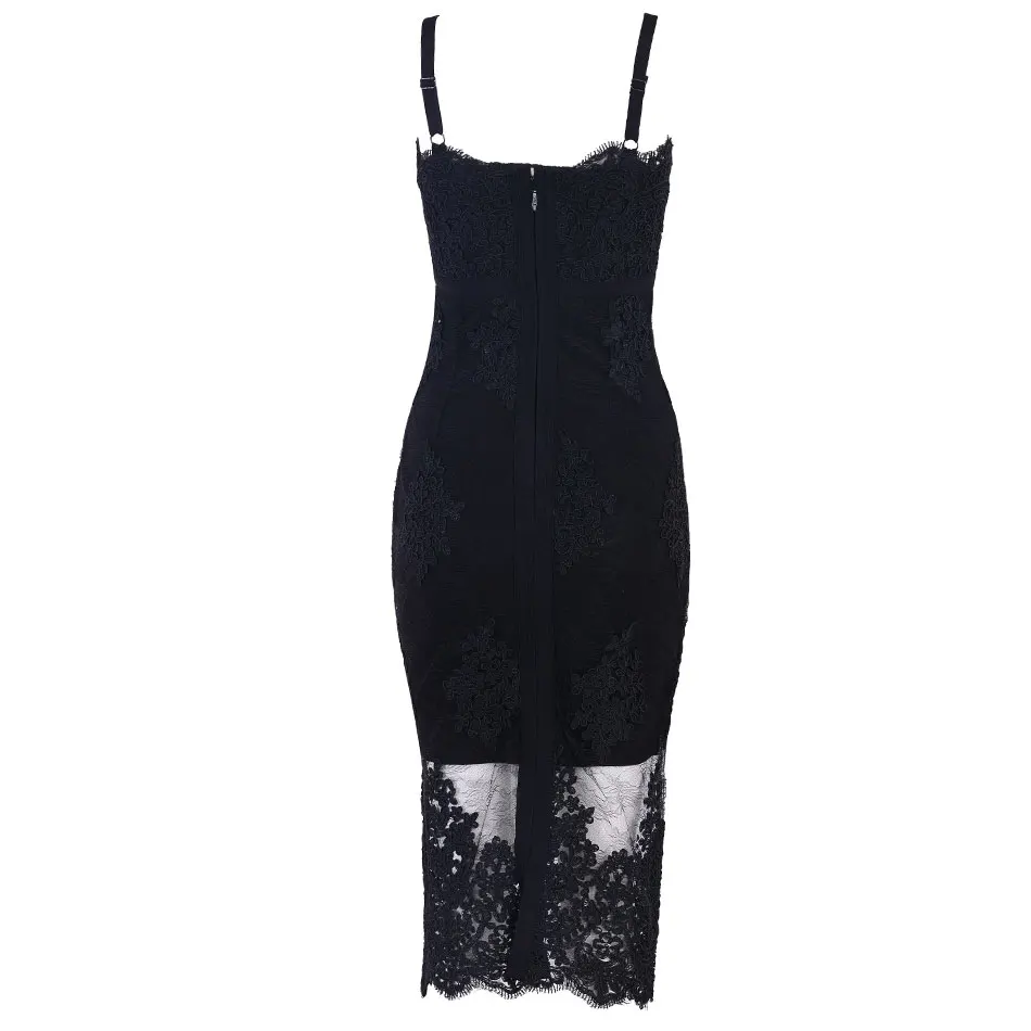 Платье на лето DressBird Women Summer Bandage Bodycon Party Dresses Vestidos Sexy Lace Spaghetti Strap White Black Dress Verano on.