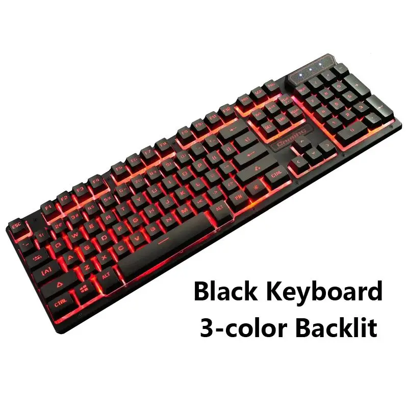 Black 3color Backlit Цветной Радужный светодиодный игровой клавиатуры с подсветкой, USB Проводная мультимедийная клавиатура для компьютера, ноутбука, клавиатуры для Windows Mac, геймера, ноутбука - Цвет: Black 3color Backlit
