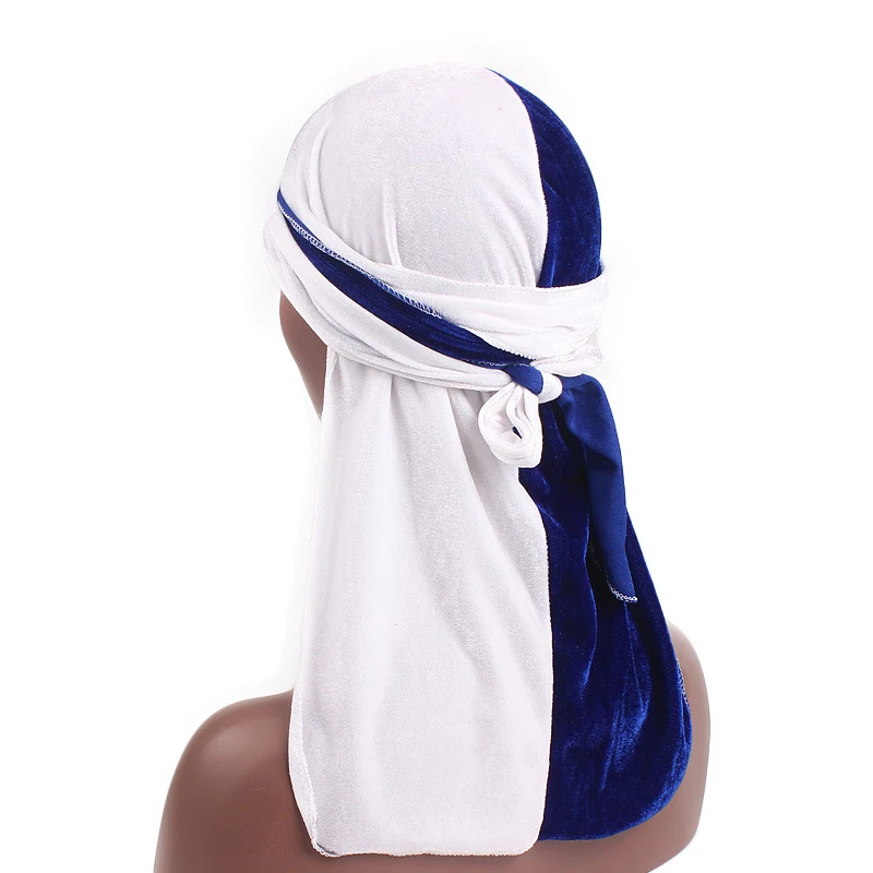 White Бархат, атлас Camo Durags Цвет соответствующие головной убор тюрбан банданы волны Кепки повязка на голову крышка аксессуары для волос бандана - Цвет: White