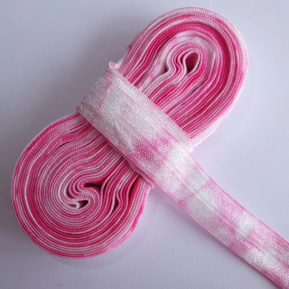 5 ярдов Tie Dye эластичные ленты 5/" Складные над эластичной лентой самодельные Украшения шитья эластичная ткань эластичная резинка для волос банты для волос