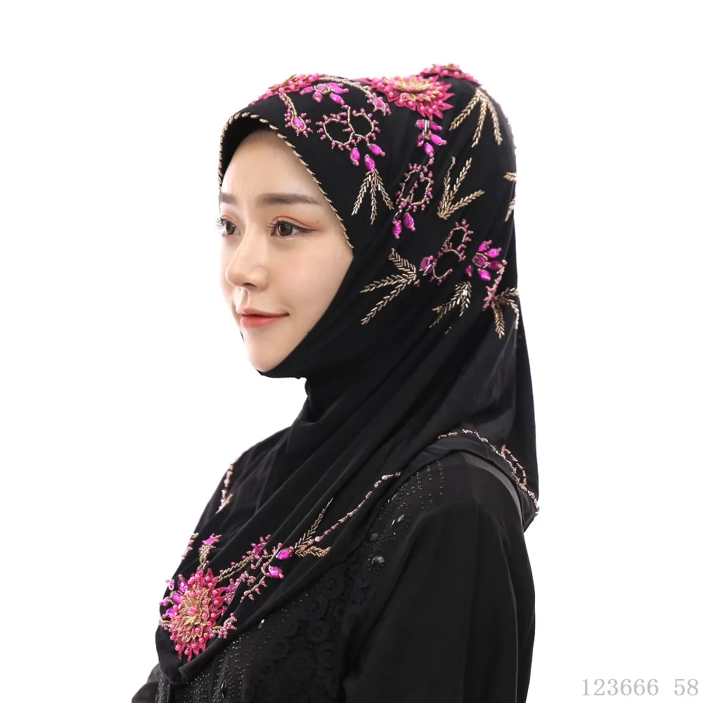 turban muslim Новинка abaya Дубай головной убор хиджаб мусульманские шапочки под хиджаб из бисера тюрбан малазийские турецкие шарфы мгновенные хиджабы исламские продукты шапки - Цвет: turban muslim