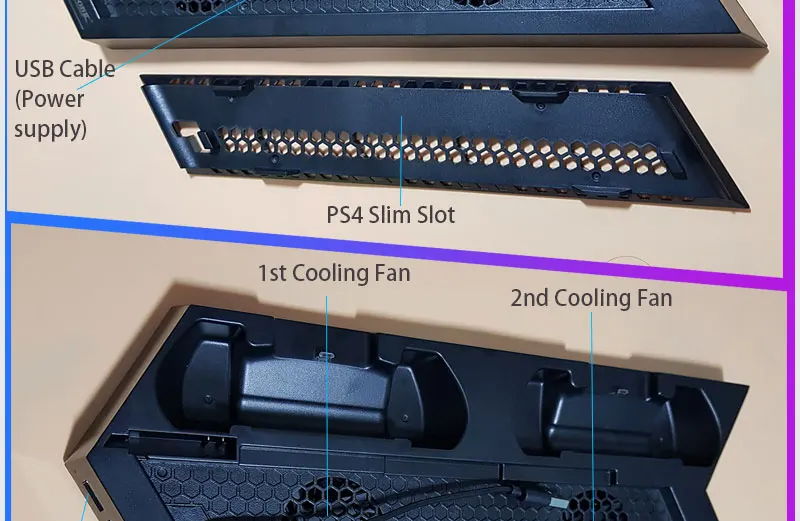 PS4/PS4 тонкие вертикальные подставки с охлаждающим кулер для Sony playstation 4 двойной контроллер зарядная станция Док-станция с вентилятором