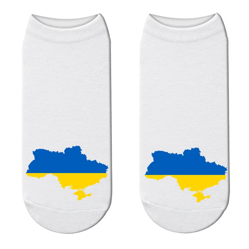 1 пара хлопковых женских носков с объемным рисунком карты, флага, забавные зимние модные женские Носки с рисунком страны, носки для России, Франции, США - Цвет: Ukraine