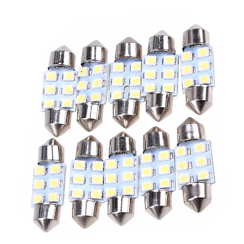 YSY 100X автомобильный светильник C5W 6 SMD светодиодный 10 шт. 31 мм 36 39 41 белый 3528 1210 6SMD LED