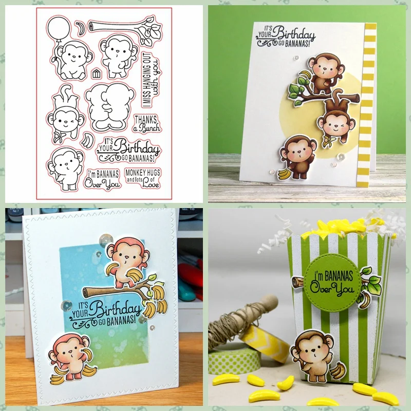 Обезьяна животных день рождения прозрачные штампы для скрапбукинга и открыток