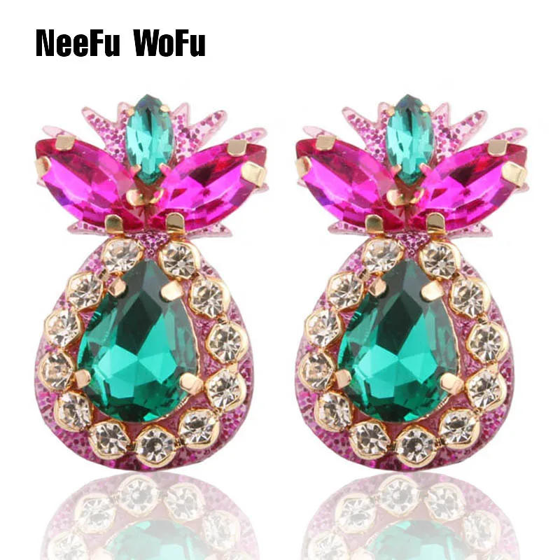 Длинные серьги с кристаллами NeeFu WoFu большие женские из смолы брендовые