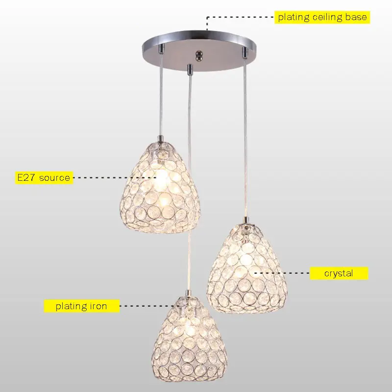 Современные хрустальные подвесные светильники Обеденная Кухня Лофт веревка