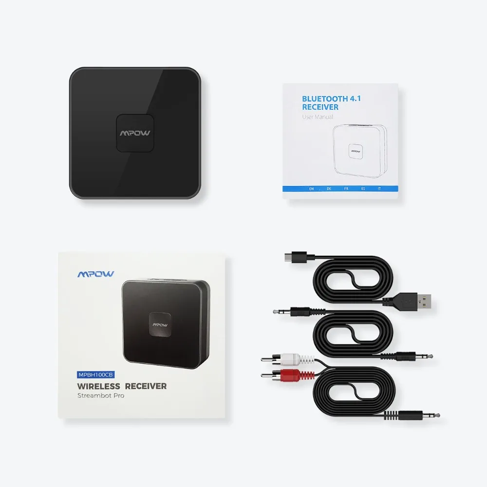 Mpow Bluetooth 4,1 музыкальный приемник беспроводной аудио адаптер со встроенным шумоизолятором 3,5 мм аудио разъем для ТВ автомобильная аудиосистема