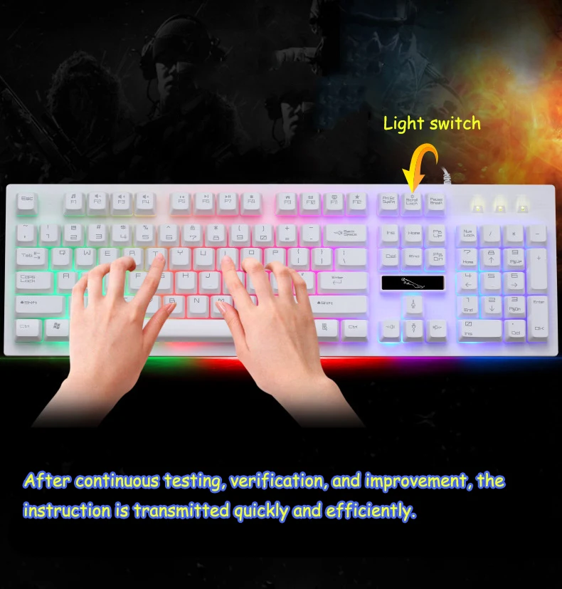 USB Проводная Механическая клавиатура с RGB подсветкой, Игровая клавиатура, водонепроницаемая 104 клавиш для ПК, компьютера, геймера, Overwatch Dota 2