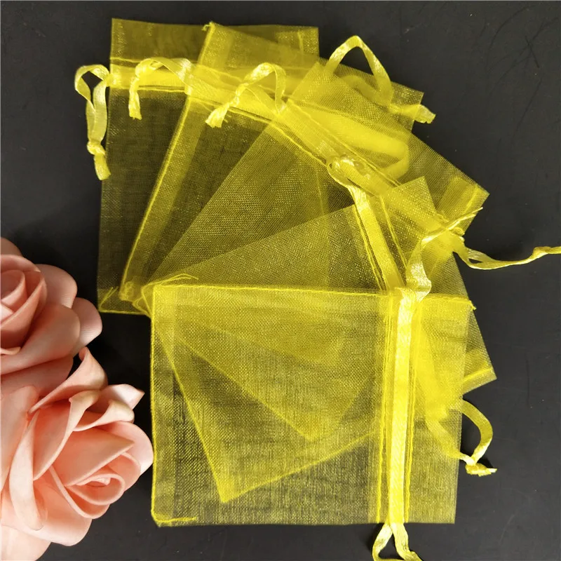 Yellow 100 шт органзы Подарочные мешки Свадебные украшения вечерние мешочек для хранения ювелирных изделий коробка для свадебных драже сумки любимые пакеты 17x23 см 6Z - Цвет: Yellow