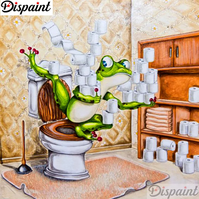 Полный квадратный/круглый дрель 5D DIY алмазная живопись &quotТуалет лягушка&quot