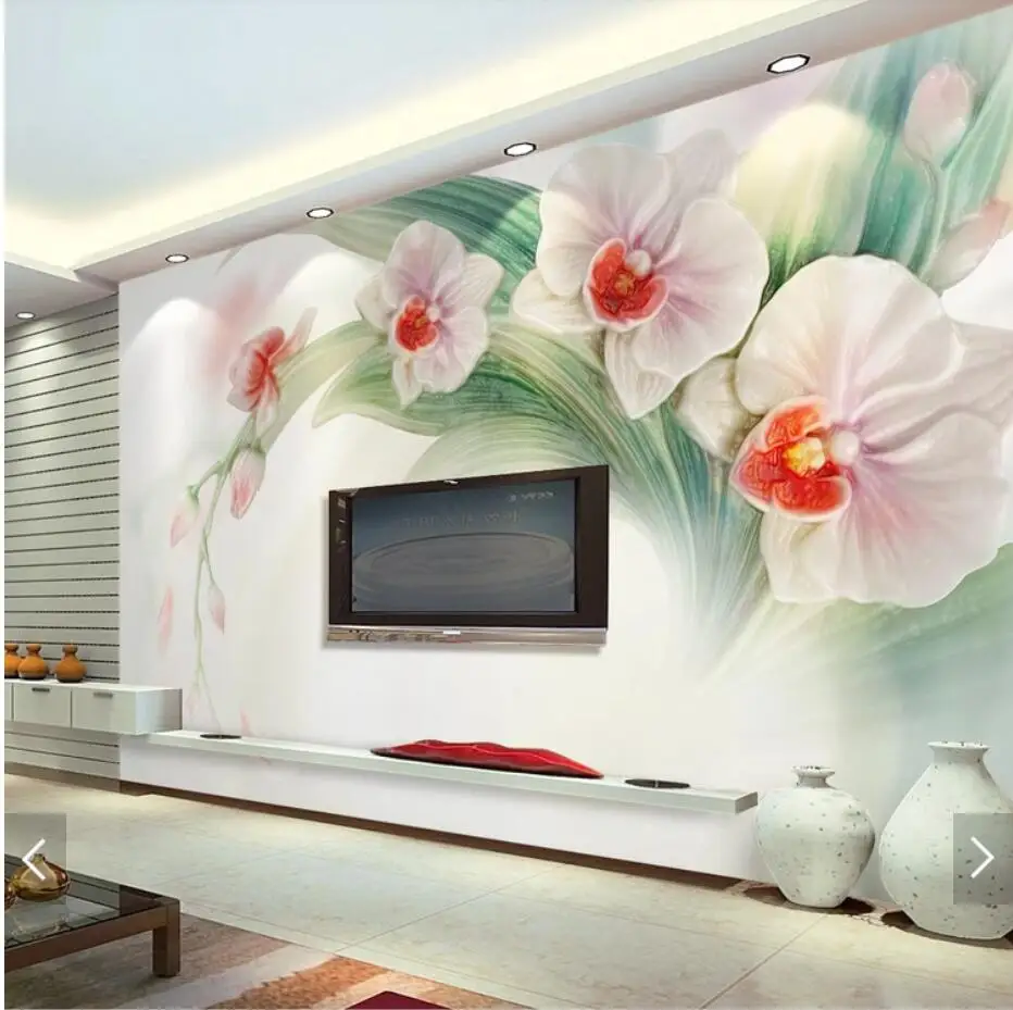 

3D Embossed Magnolia Flower Wallpaper Mural Art Wall Decals HD Printed Photo Wall Paper Rolls Papel De Parede Floral Wallpapers