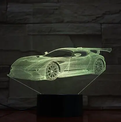 Car 7 3D декоративный светильник в форме автомобильного трактора, USB зарядка, сенсорный выключатель, 7 цветов, детский Ночной светильник, горячая Прямая поставка, новинка, подарки - Испускаемый цвет: Car 7