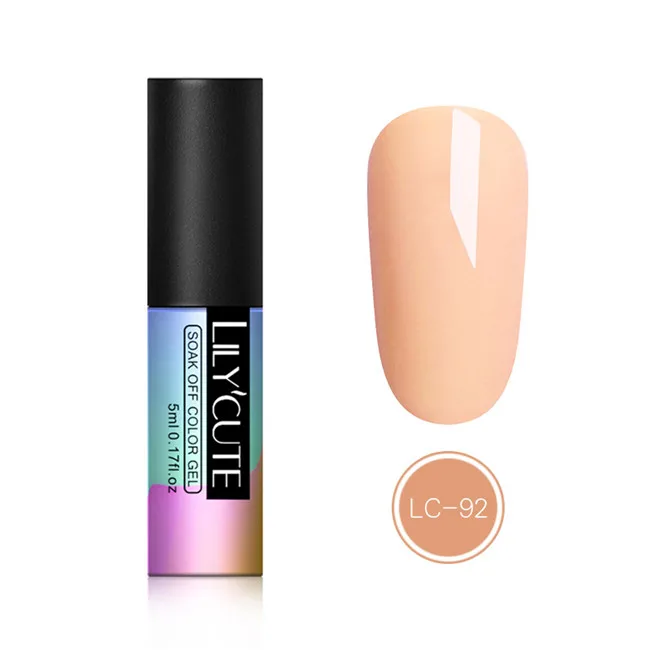 LC-92 LILYCUTE Nude чистый цветной Гель-лак замочить от УФ светодиодный Гель-лак стойкая черная белая розовая основа Гель-лак для маникюра - Цвет: LC-92