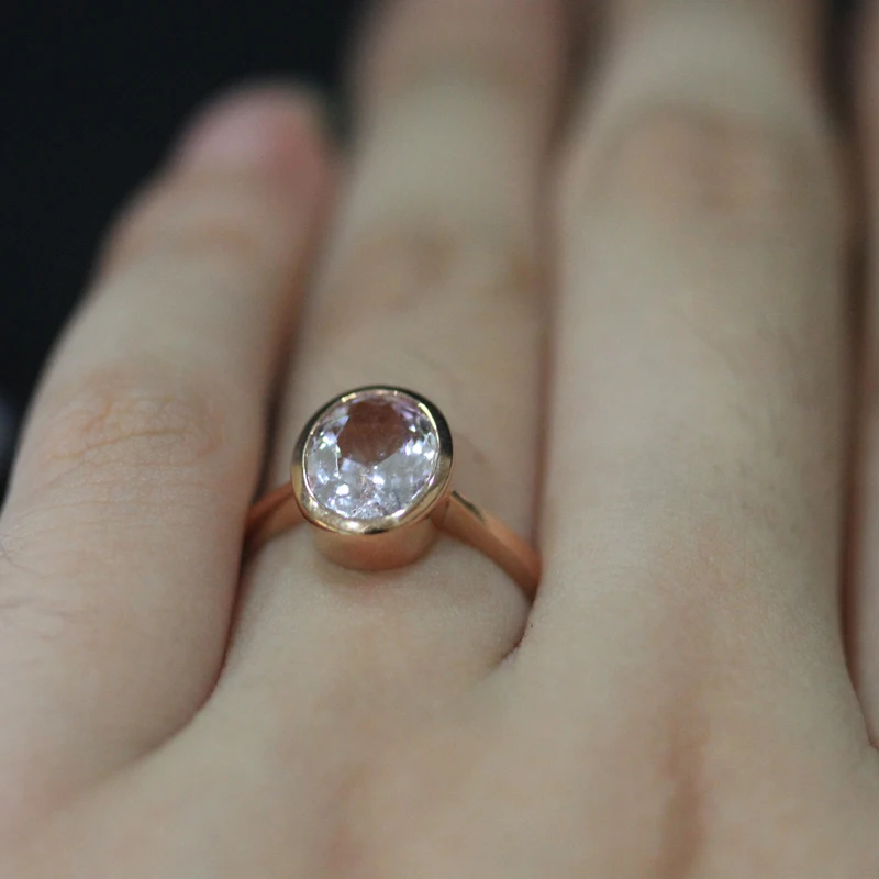 

DUPUY Fashion Lady Engagement Ring 14k Rose Gold 7*9mm1.7ct Oval Cut Morganite Ring Classic Vintage Wedding Ring D180230