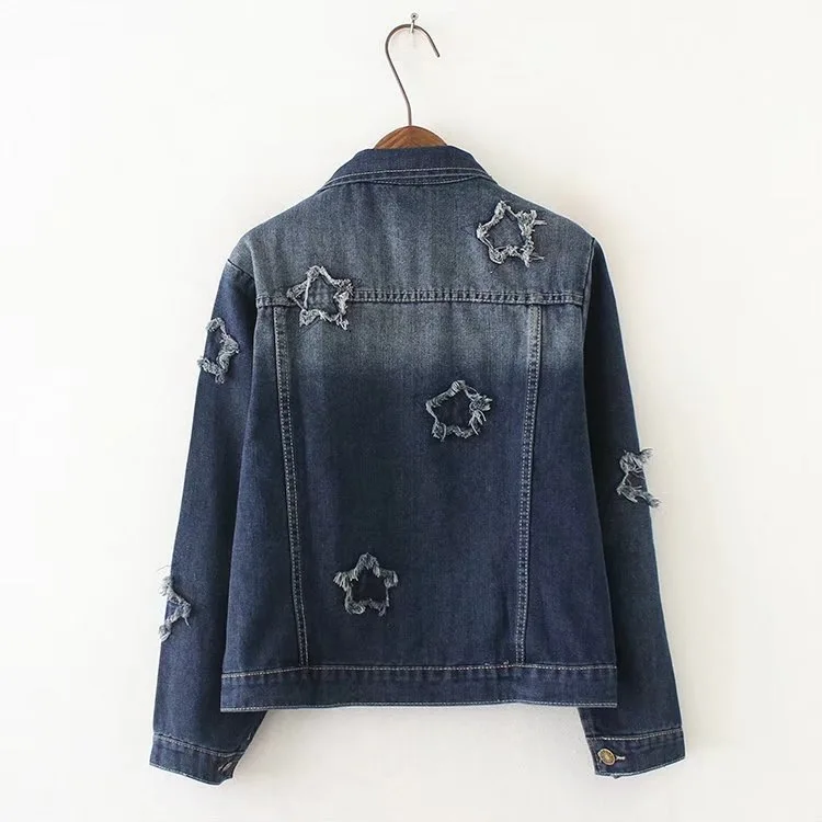 Женская джинсовая куртка с длинными рукавами LXMSTH 3XL 4XL 5XL Повседневная большого