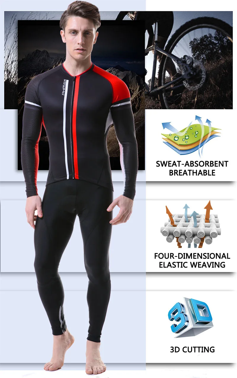 PHMAX MTB Одежда для езды на велосипеде костюм велосипед спортивная одежда Ropa Ciclismo Pro Велоспорт Джерси комплект для велоспорта велосипедная форма