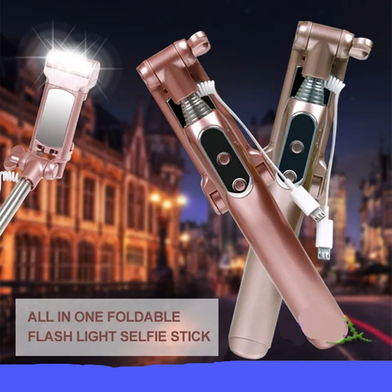 Селфи палка SKF04 с Bluetooth монопод со светодиодной подсветкой 360 градусов и задним