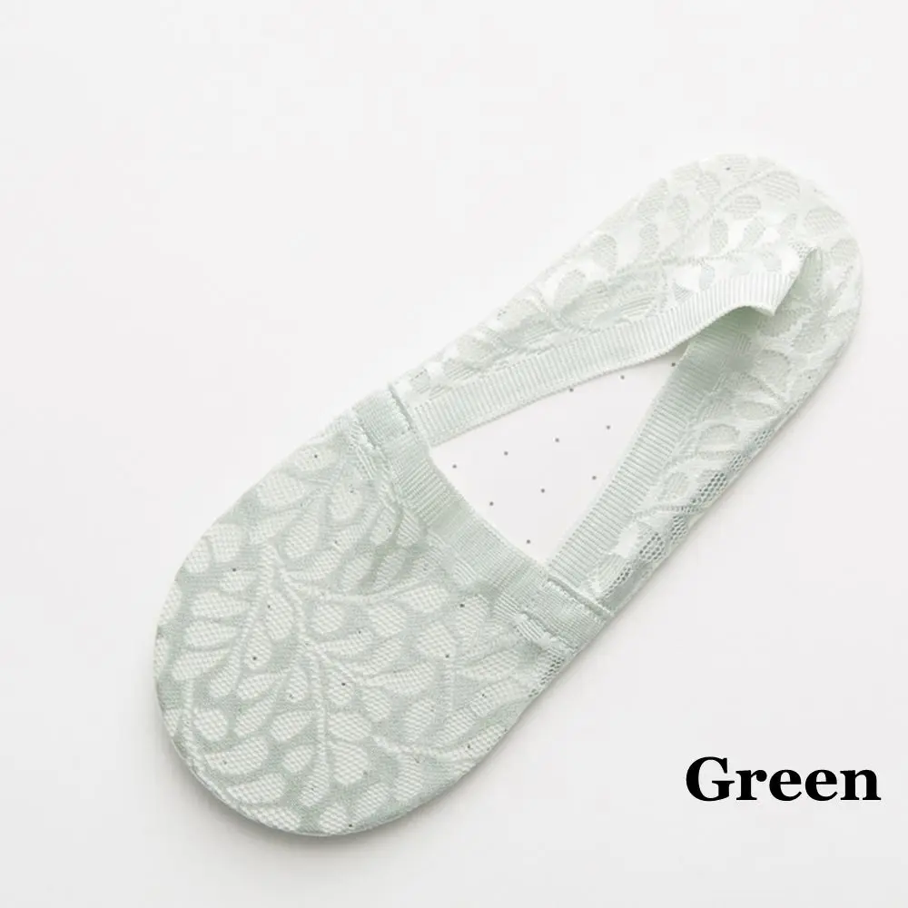 green 1 пара Для женщин; модное летнее платье для девочек; Стиль кружевное платье с цветочным рисунком короткие носки противоскользящие невидимые носки до лодыжки Sox летнее хлопковое платье со шнуровкой на невысоком - Цвет: green