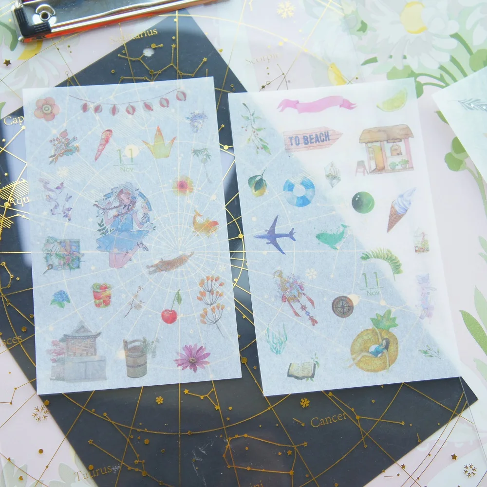 Стикер бумажный в стиле девушки с изображением богини луны 6 листов | Дом и сад