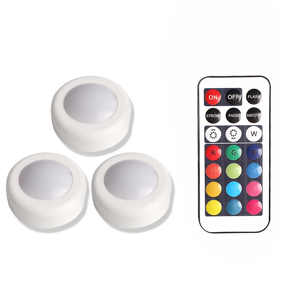 Светодиодный сенсорный светодиодный ночник с регулируемой яркостью RGB шайбой, ночные светильники для детей, спальни, лампы для помещений, дистанционное управление, лампе - Испускаемый цвет: 3 Lamp 1 Remote