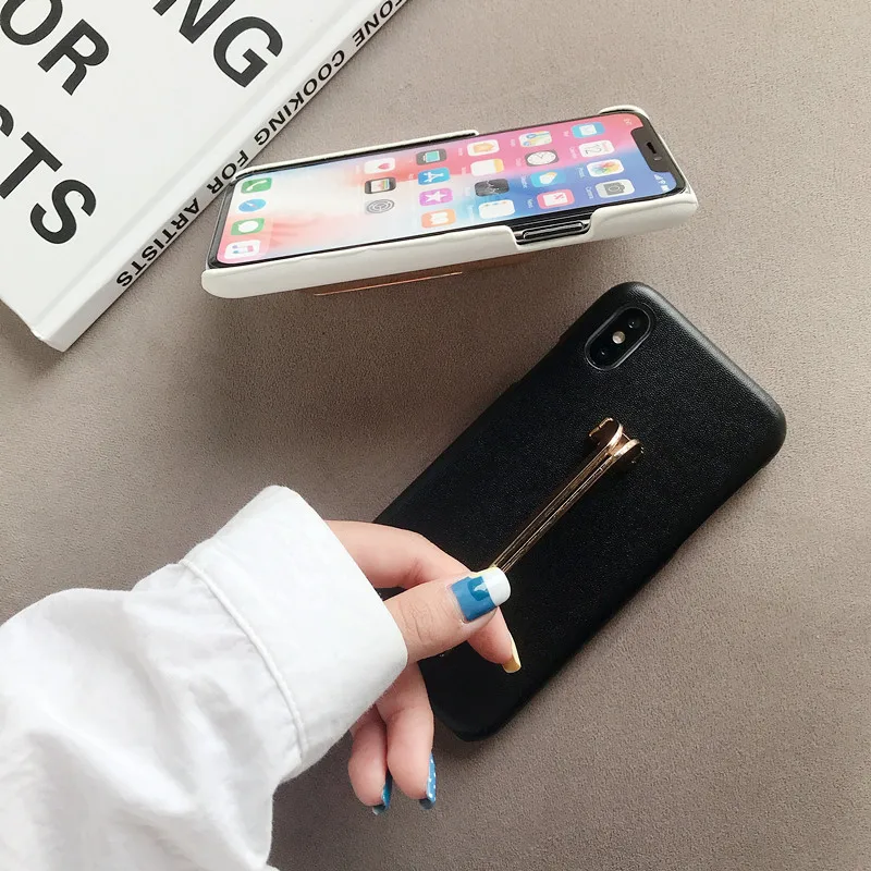 3D роскошный кожаный чехол подставка для iphone 7 8 6 6S Plus XR XS MAX модный однотонный