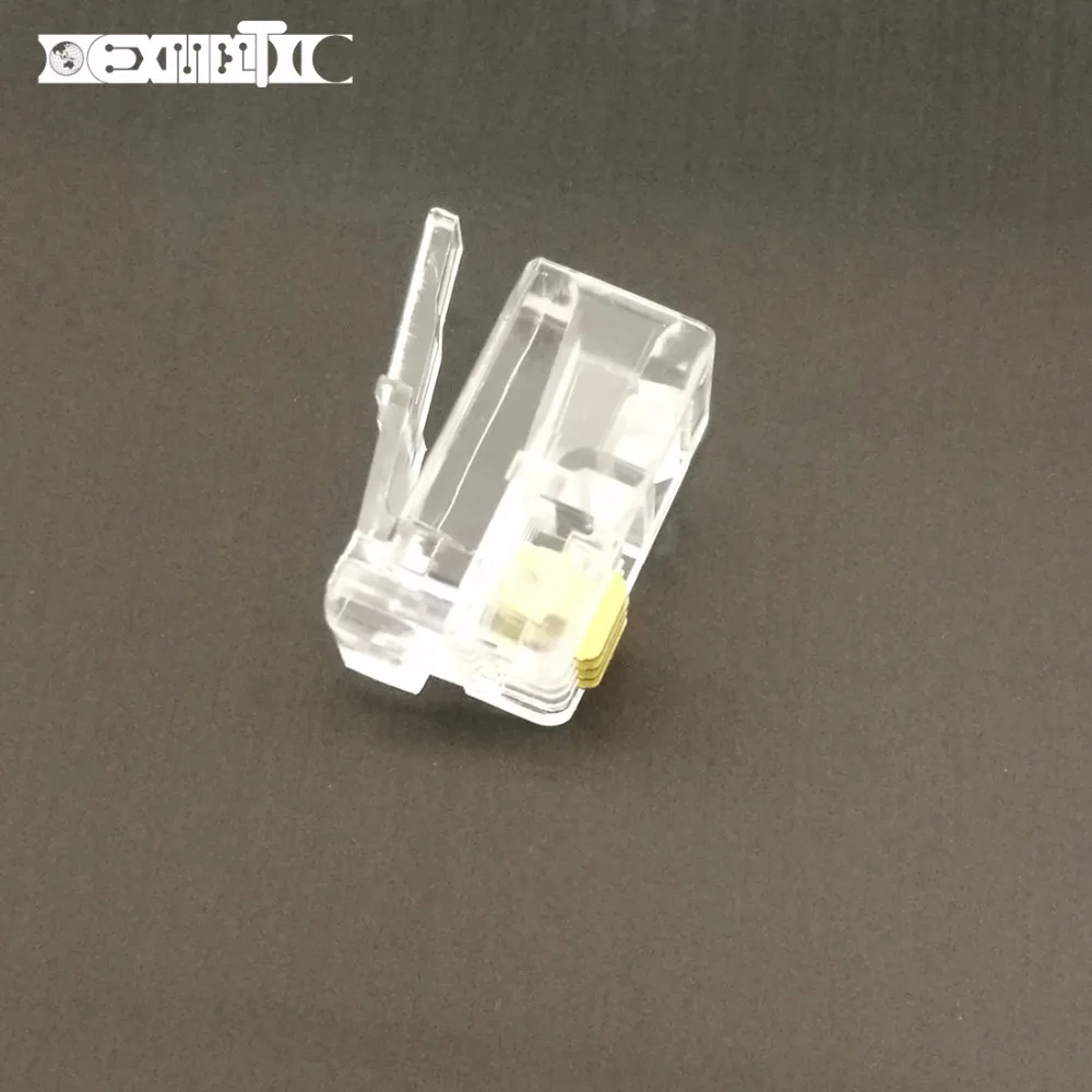 100 шт. RJ11 4P4C телефонный разъем RJ-11 4 ядра | Мобильные телефоны и аксессуары