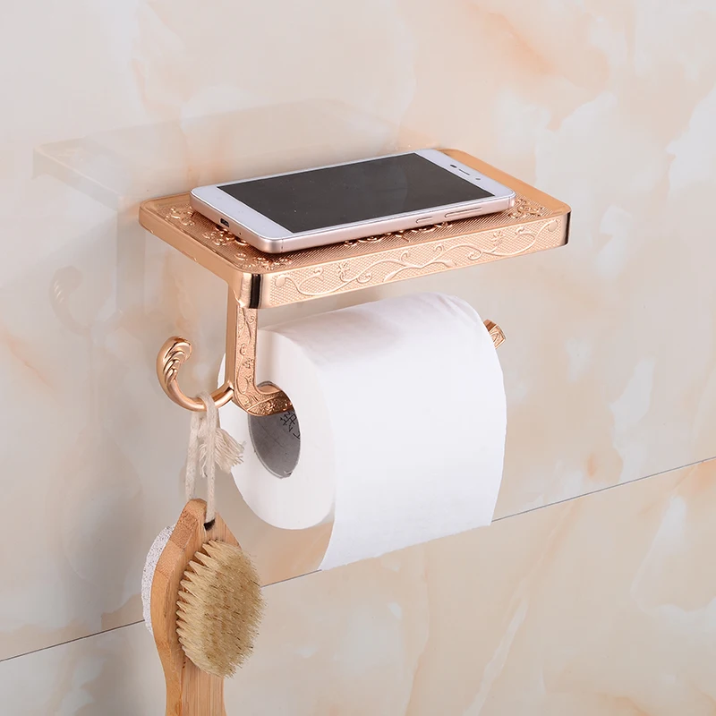 Bathroom Toilet Holder Paper Towel Hook And Phone Chrome/Gold Mount Hardware | Обустройство дома