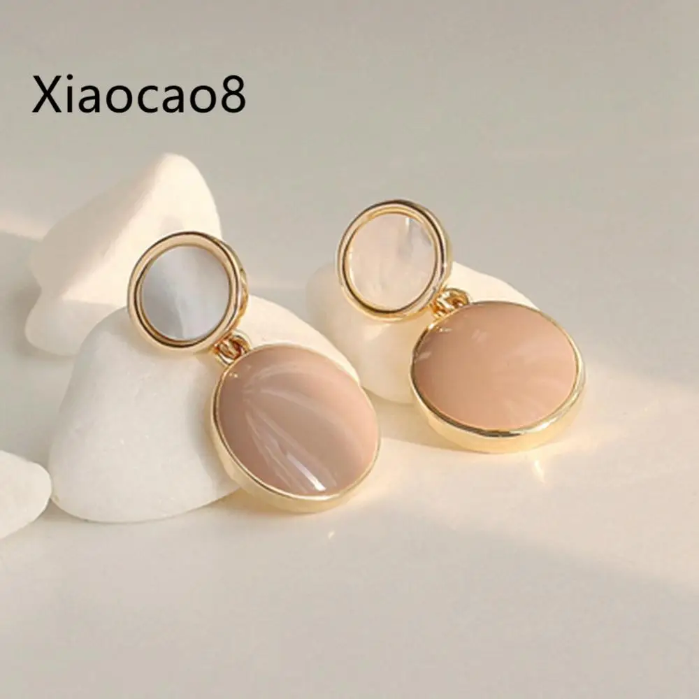 S925 Серебряные серьги с натуральным глазурью корейские элегантные круглые