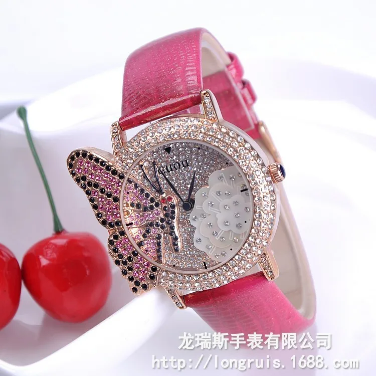 Мода Роскошь Натуральная Кожа Круглый Полный Кристалл Алмаза Бабочка Bling Платье