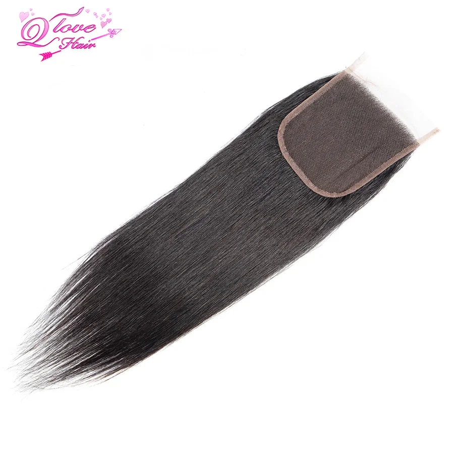 Queen Love Hair прямое закрытие перуанские 4x4 человеческие волосы бесплатно/средний/три
