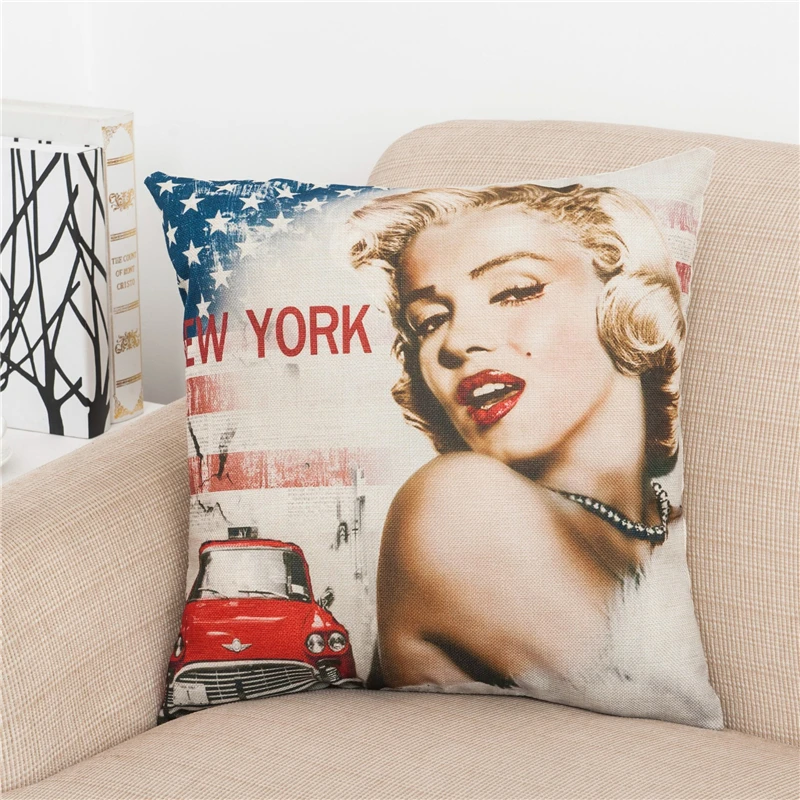 Famous Stars Cushion Cover Goddess Monroe Pillow Covers for Puff Sofa Seat Chair Linen Cotton Decorative Throw Cases | Дом и сад