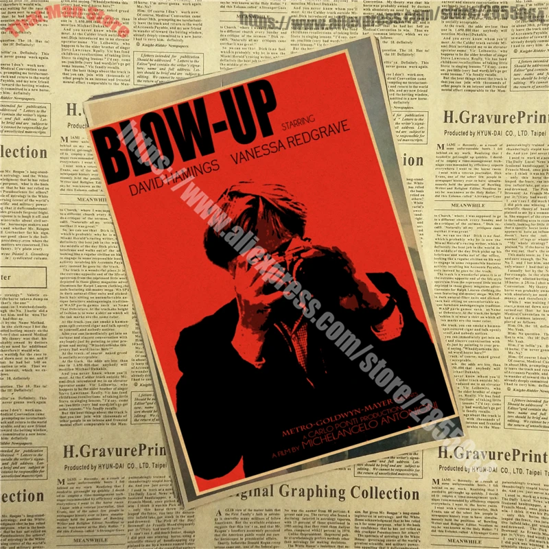 BLOW-UP 1966 микеланжело антоньони домашний интерьер украшения Крафт Фильм плакат рисунок core наклейки на стену - Цвет: Синий