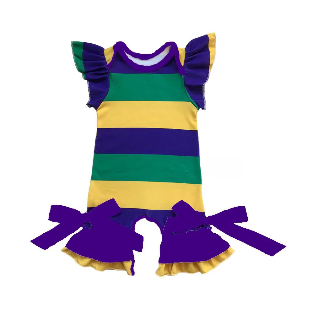 

Mardi Gras Colors Purple,Green and Gold custom print Infant clothes silk milk Jumpsuit Mardi Gras holiday Romper baby gowns