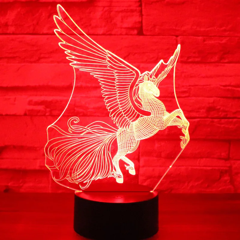 3D светодиодный ночник для бега в небе единорог с 7 видов цветов украшение дома
