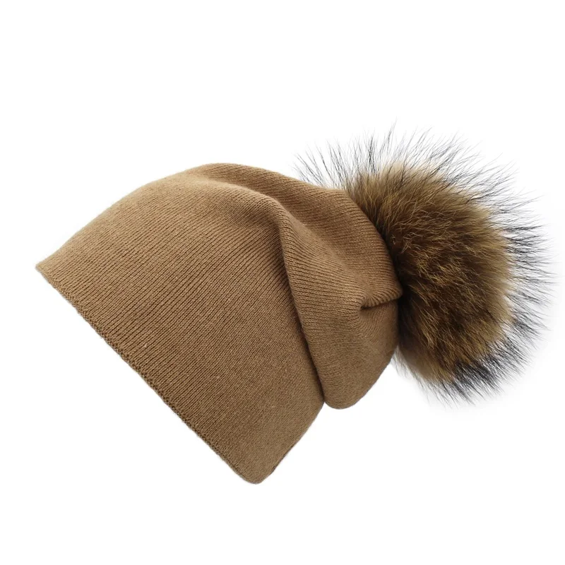 khaki Lanxxy новые настоящие меховые зимние шапки для женщин девочек двухслойная теплая шапка с помпоном женская вязаная шапка с помпоном s - Цвет: khaki