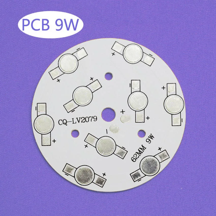 50 unid/Лот 9 Вт LED PCB 62 мм для светодиодных деталей алюминиевая материнская плата