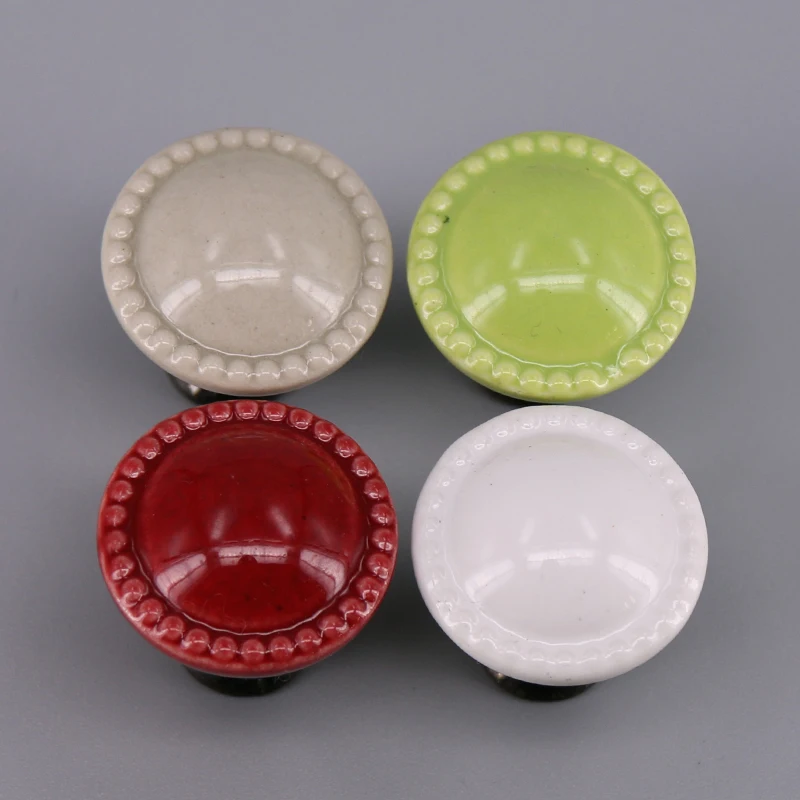 12pcs round button ceramic furniture kitchen hardware drawer porcelain cabinet knobs and pulls cupboard handles hardware free global shipping