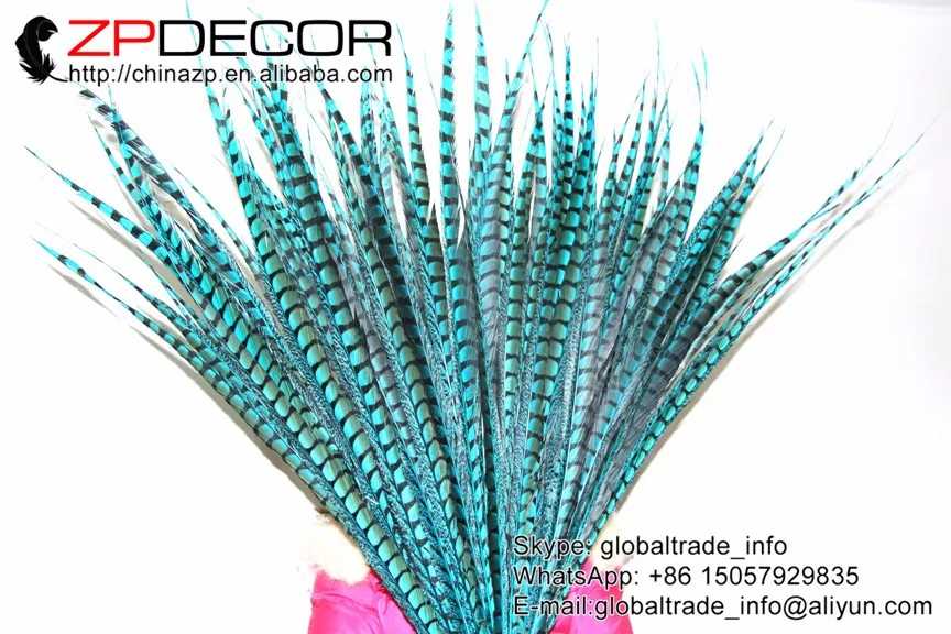 Zpdecor 30-35 дюймов(75-87 см) 50 шт./лот окрашенный Бирюзовый Алмазный фазан перья из хвоста фазана для карнавальный головной убор Декор