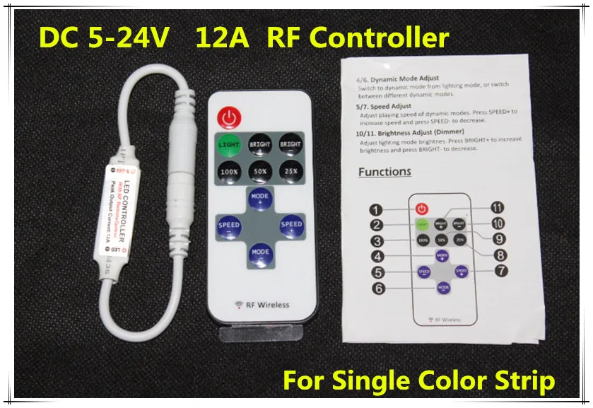 20Pcs Mini RF Wireless Led Remote Controller Led Dimmer Controller For Single Color Light Strip SMD5050/3528/5730/5630/3014