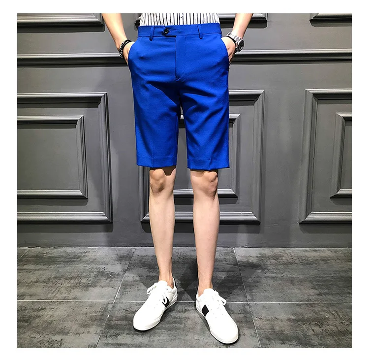 Короткий костюм брюки мужские платья брюки красные пятые Брюки Slim Fit Королевский синий Pantalon Slim Homme летние шорты Calca Social casual